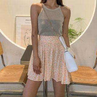 Halter-neck Slim-fit Knit Top