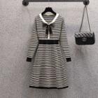 V-neck Striped Bow Dress