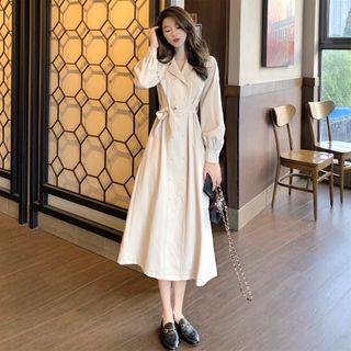 Double-breasted Lapel Trench Coat With Sash