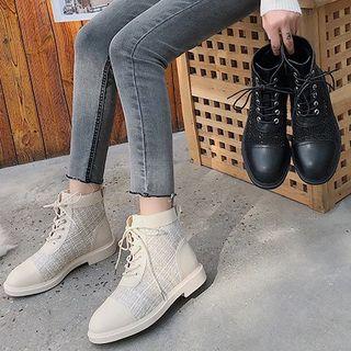 Plaid Faux Leather Short Boots