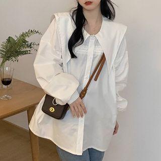 Doll-collar Gingham Shirt