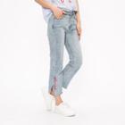 Cropped Slit Straight Fit Jeans