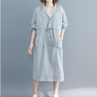 Long-sleeve Notch-lapel Shift Dress