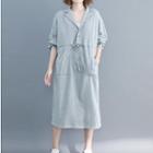 Long-sleeve Notch-lapel Shift Dress