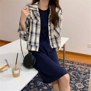 Plaid Shirt Jacket / Shift Tank Dress