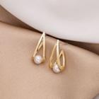 Faux Pearl Alloy Dangle Earring E3342 - 1 Pair - As Shown In Figure - One Size