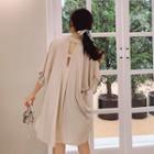 Drawstring-waist Cutout-back Blouse