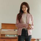 Wool Blend Knit Zip-up Jacket