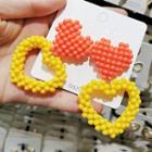 Bead Heart Dangle Earring 1 Pair - As Shown In Figure - One Size