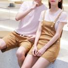 Couple Matching Short-sleeve Striped T-shirt / Jumper Shorts / Plain Shorts