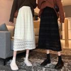 Fleece-lined Lace Long A-line Skirt