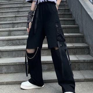 Ripped Wide Leg Cargo Pants