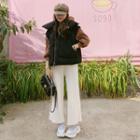 High-neck Drawcord-hem Padded Vest