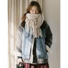 Denim-layered Loose-fit Jacket Gray & Blue - One Size