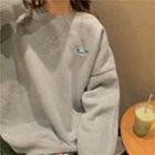 Planet Embroidered Fleece-lined Sweatshirt