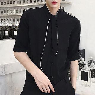 Tie-neck Elbow-sleeve Shirt
