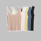 Round-neck Asymmetrical Striped Tank Top