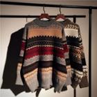Argyle Round-neck Oversize Sweater