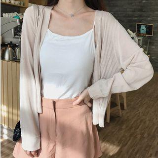 Plain Cardigan / Floral Print Tank Top