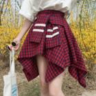 Mini Asymmetric Plaid Skirt As Shown In Figure - One Size