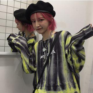 Tie Dye Long-sleeve T-shirt Grayish Green - One Size