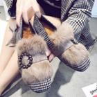Furry Panel Buckle Loafers