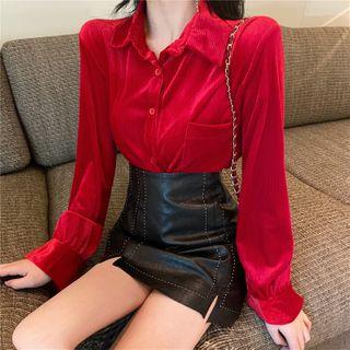 Plain Lapel Single-breasted Top