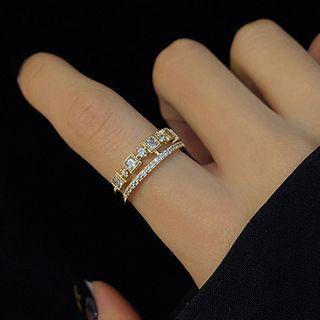 Rhinestone Open Ring J316 - Gold - One Size