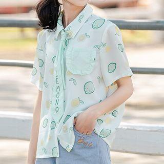 Short-sleeve Lemon Print Shirt