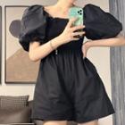 Puff-sleeve Romper Black - One Size