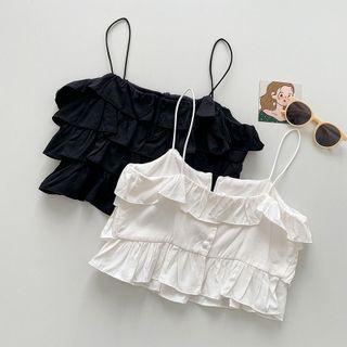 Plain Ruffle-trim Camisole Top