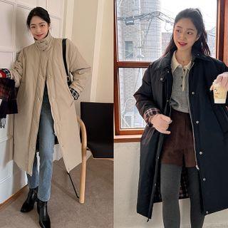 Convertible-collar Padded Mac Coat
