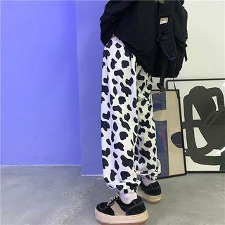 Cow Print Wide Leg Sweatpants