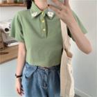 Flower-patch Short-sleeve Polo Shirt
