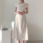 One-shoulder Shirred Midi A-line Dress
