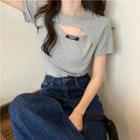 Short-sleeve Mock Two-piece Cut-out T-shirt