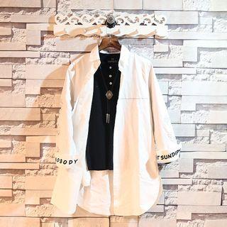 Embroidery-cuff Long Shirt