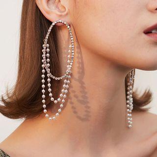 Faux Leather Faux Pearl Hoop Earring