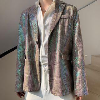 Plaid Iridescent Blazer