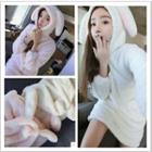 Long-sleeve Rabbit Accent Fleece A-line Dress