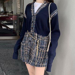 Plaid Panel Knit Dress