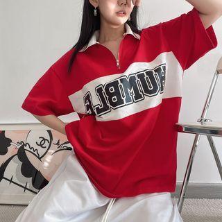 Color Panel Oversized Polo Shirt