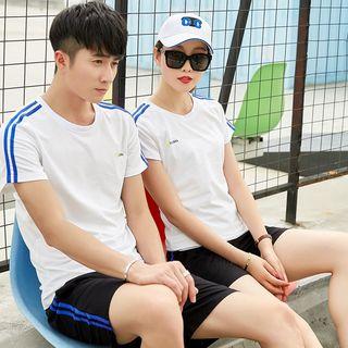 Couple Matching Set: Striped Short Sleeve T-shirt + Shorts