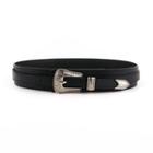Retro Faux Leather Belt Black - 94cm