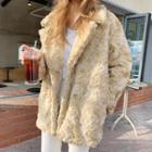 Double-breasted Faux-fur Jacket Beige - One Size