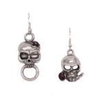 Skull Drop Earring 1 Pair - Skull Drop Earring - Silver - One Size