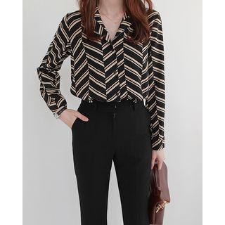 Notched-collar Chevron Shirt