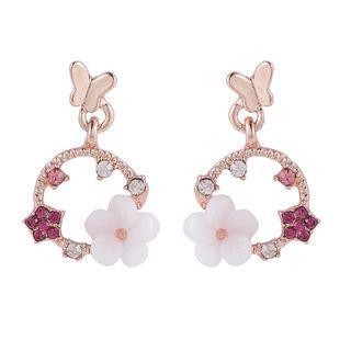 Shell Flower & Butterfly Dangle Earring 1 Pair - As Shown In Figure - One Size