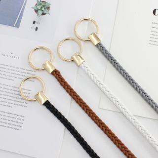 Woven Faux Leather String Belt