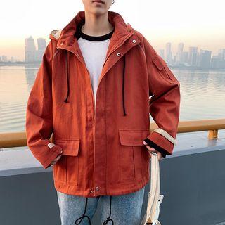 Letter Print Zip Cargo Jacket
